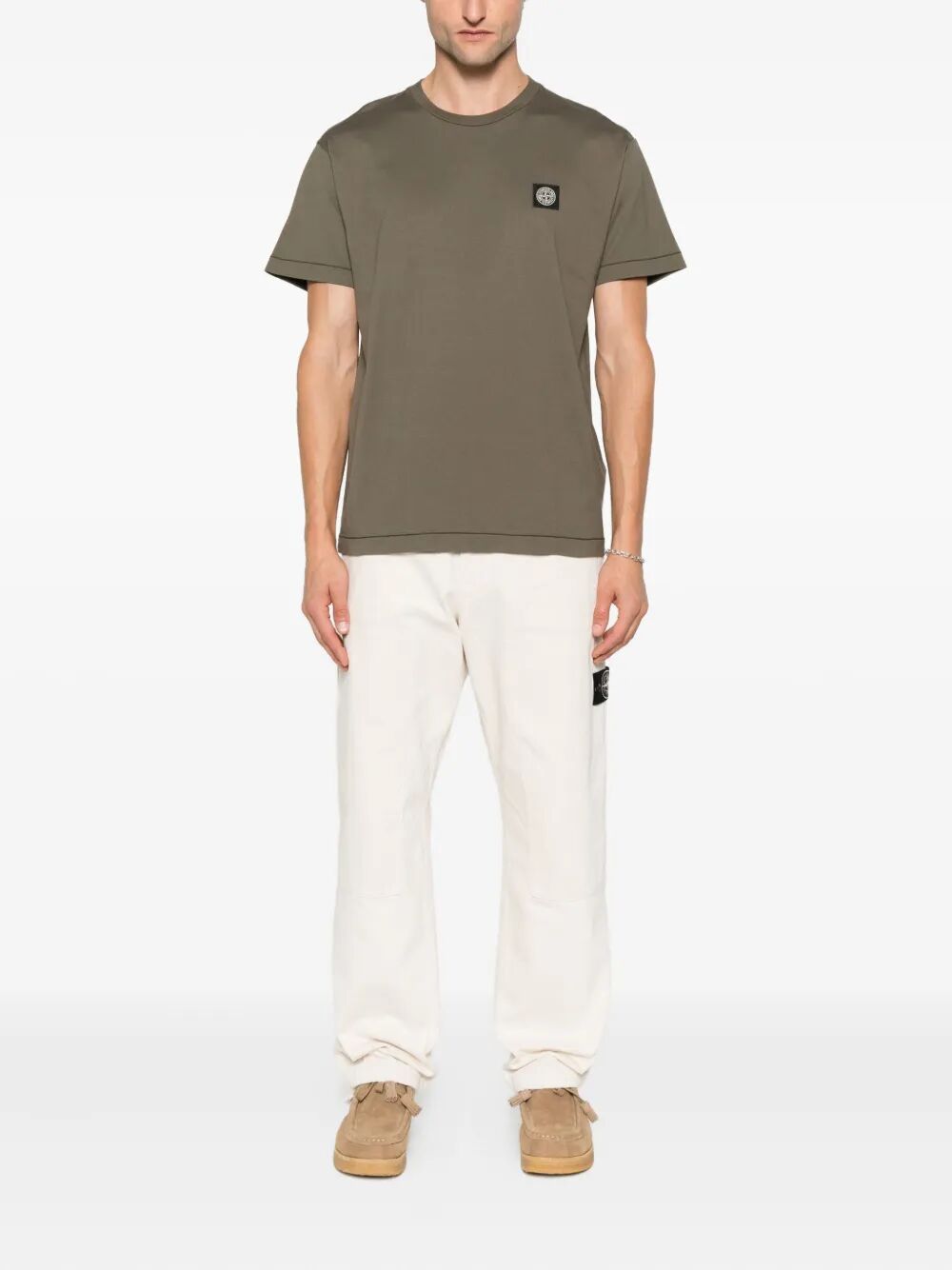 SLIM FIT COTTON JERSEY T-SHIRT WITH COMPASS PATCH