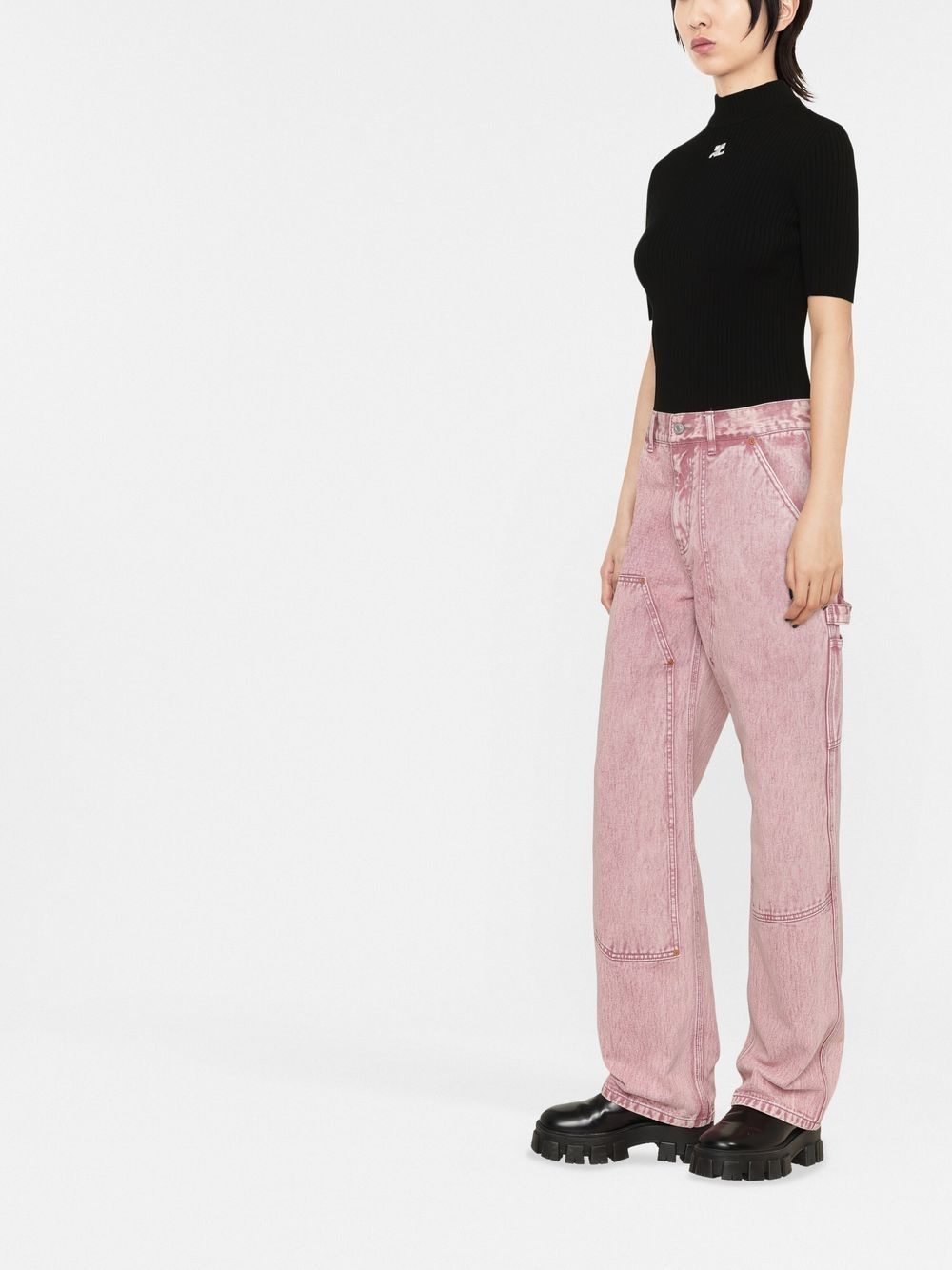 REEDITION SHORT SLEEVES RIBBED KNITTED SWEATER