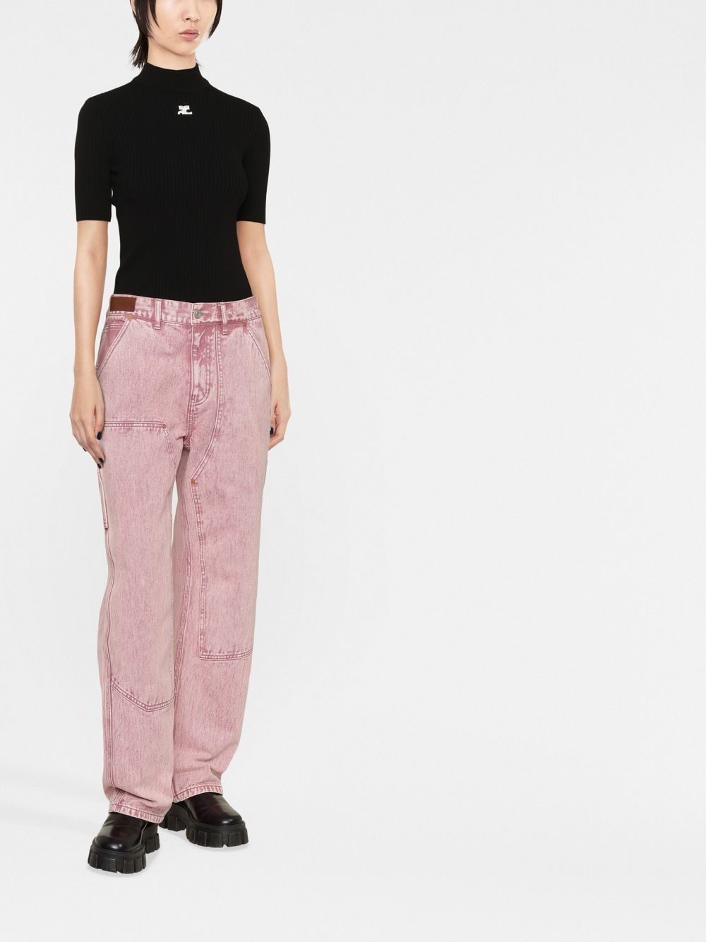 REEDITION SHORT SLEEVES RIBBED KNITTED SWEATER