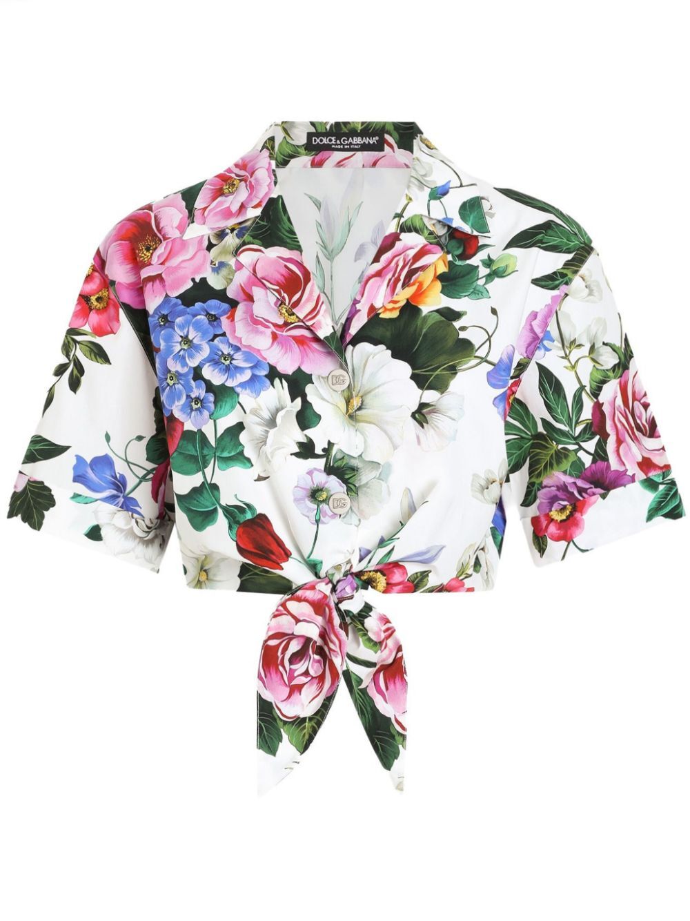 FLOWER PRINT CROPPED SHIRT