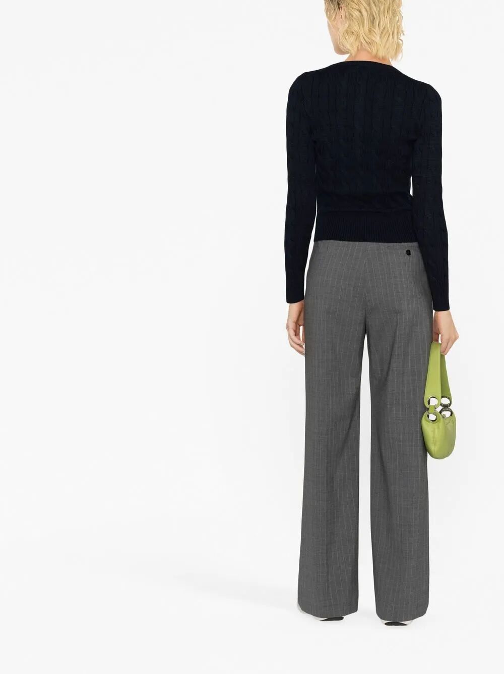 CABLE-KNIT COTTON CREWNECK CARDIGAN