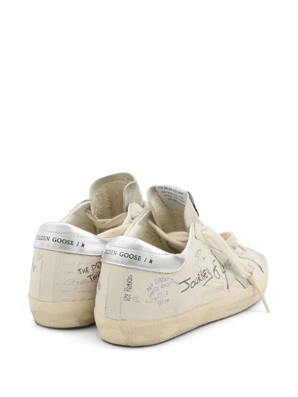 SUPER-STAR LEATHER SNEAKERS WITH SKETCHES AND SILVER HEEL TAB