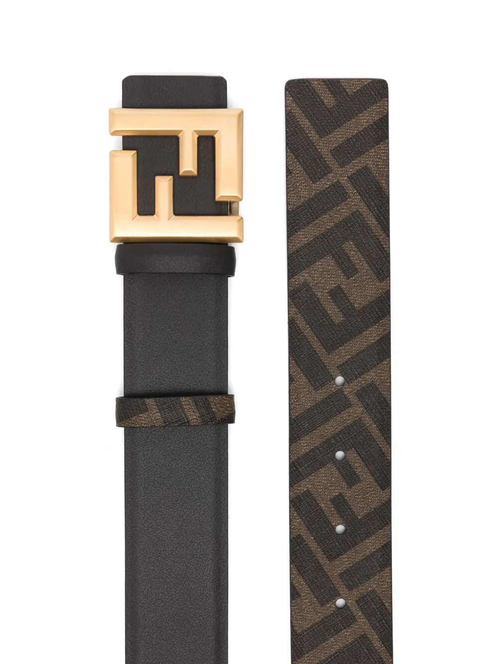 FF SQUARED LEATHER AND CANVAS REVERSIBLE BELT