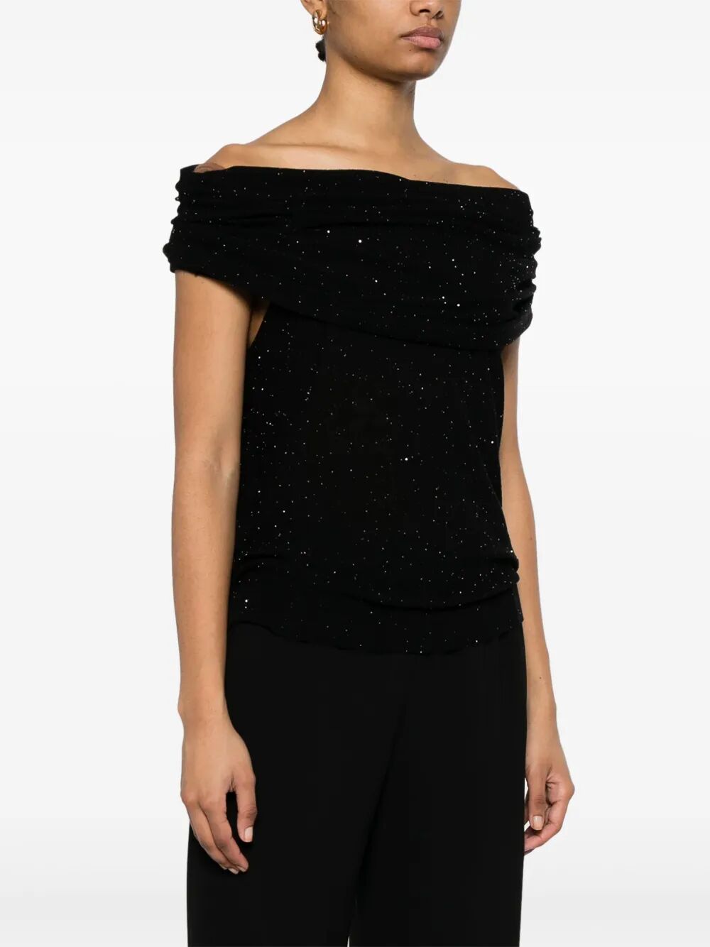 MICRO SEQUINED SEMI-SHEER WOOL TOP