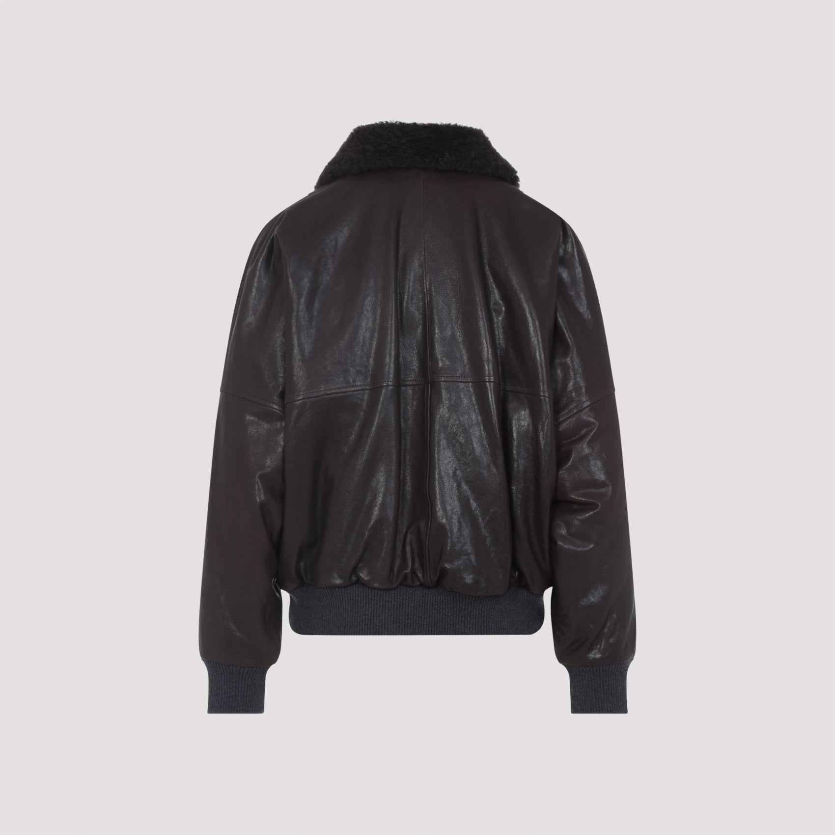 Shearling Collar Leather Jacket
