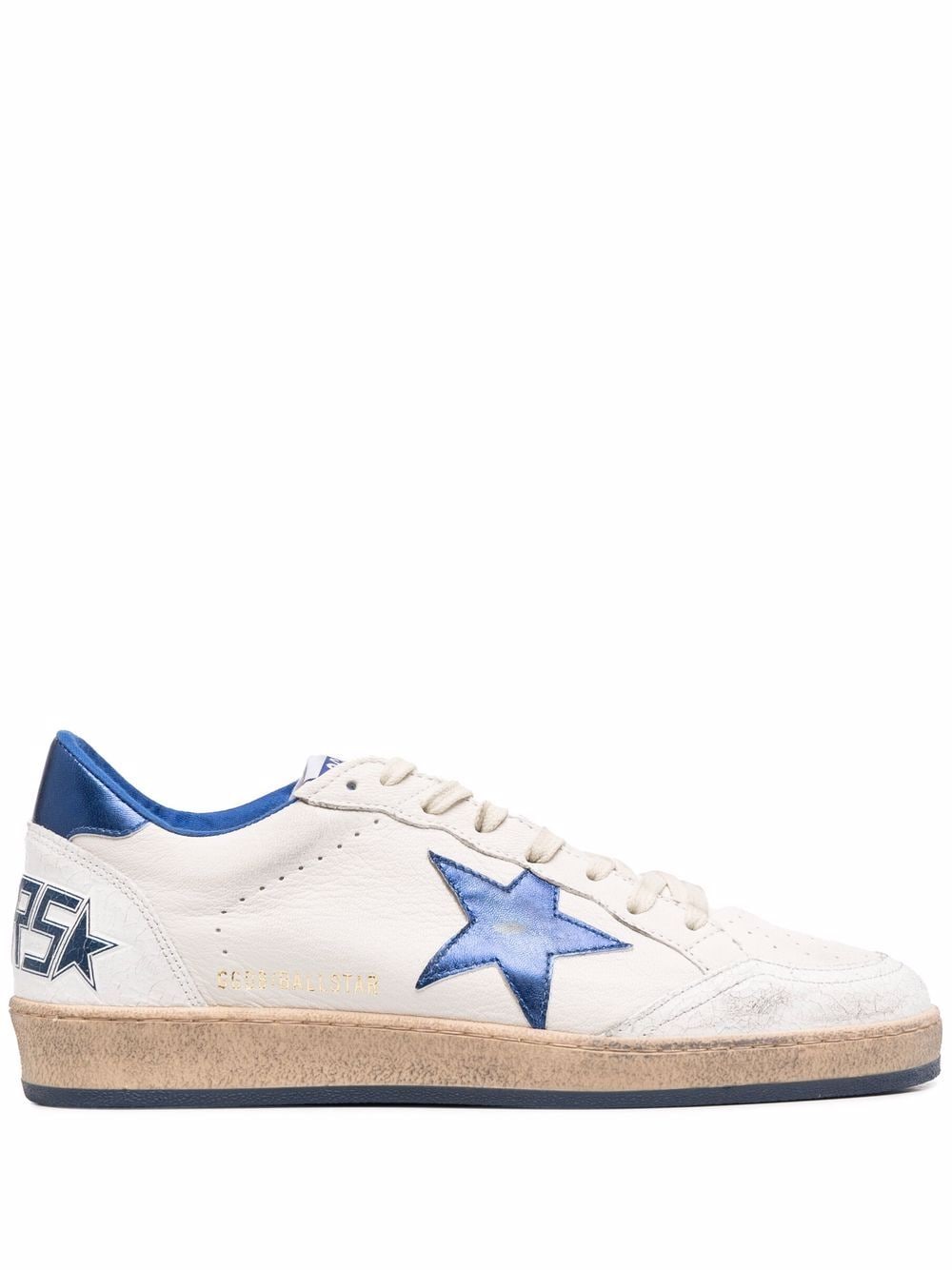 BALL STAR SNEAKERS IN WHITE NAPPA WITH BLUE STAR AND HEEL TAB