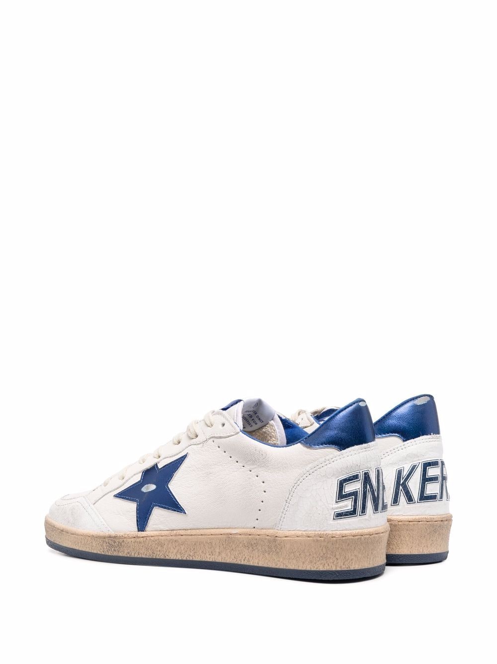 BALL STAR SNEAKERS IN WHITE NAPPA WITH BLUE STAR AND HEEL TAB