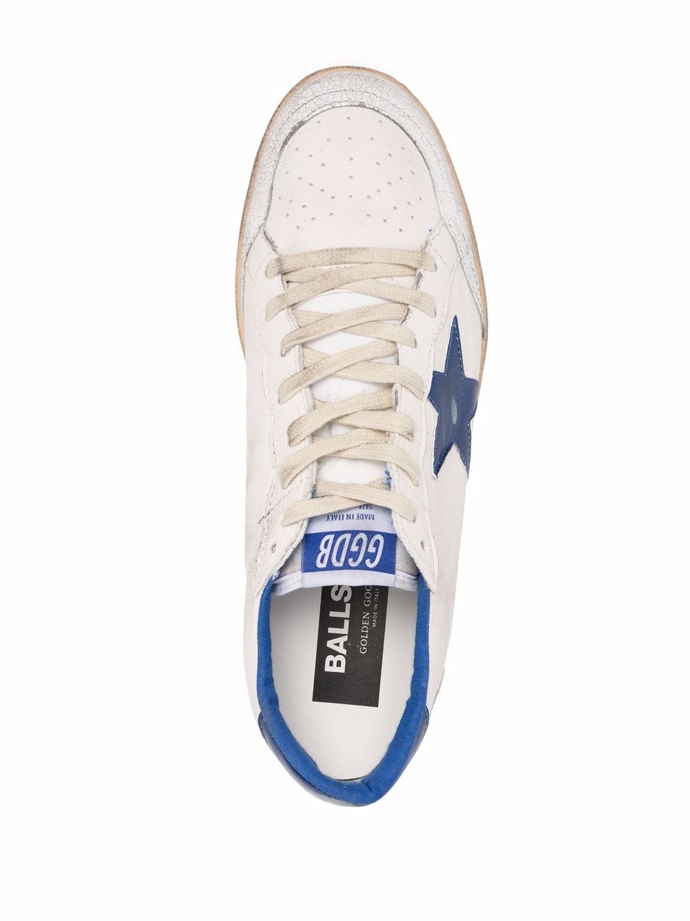 BALL STAR SNEAKERS IN WHITE NAPPA WITH BLUE STAR AND HEEL TAB
