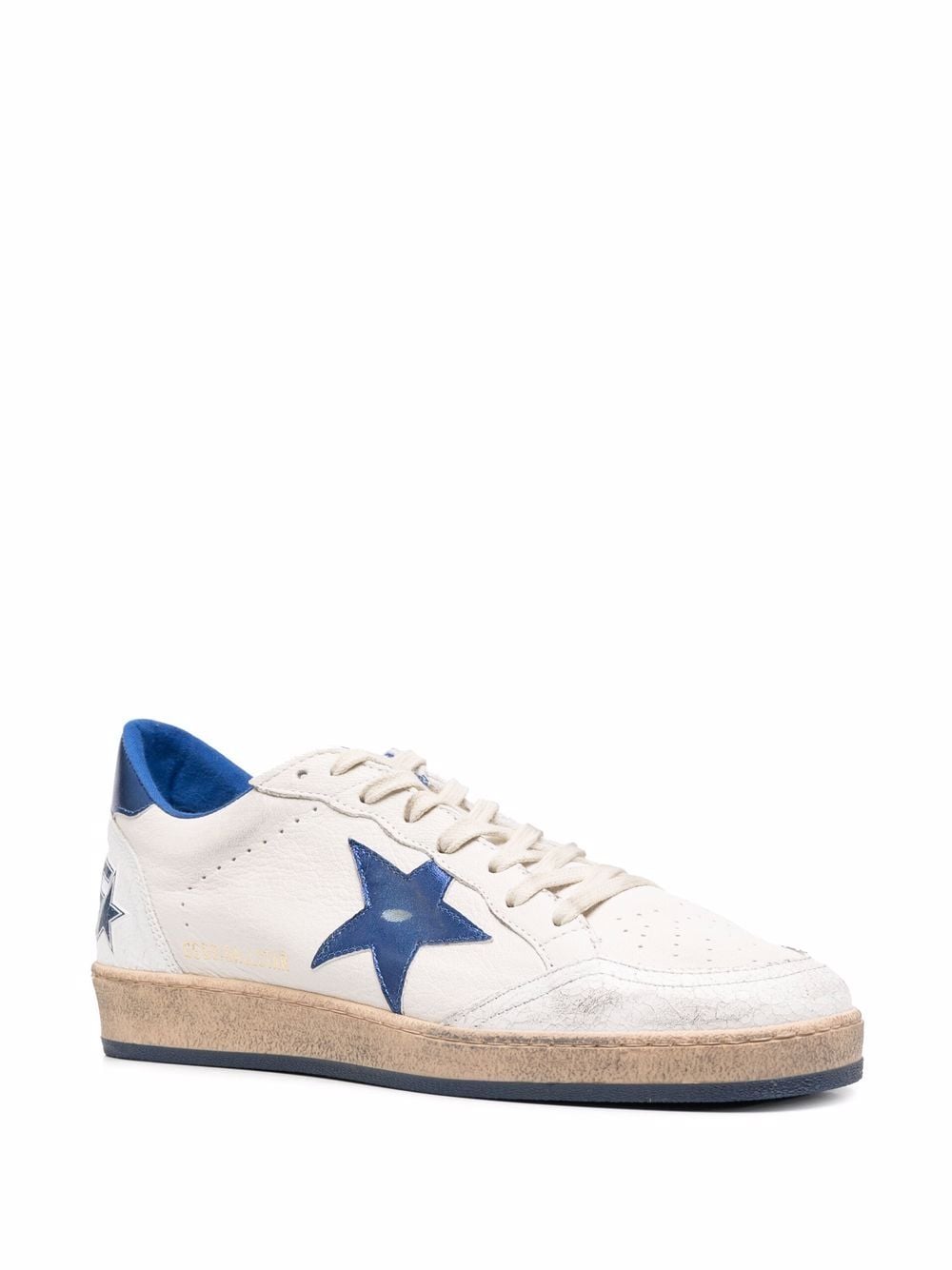 BALL STAR SNEAKERS IN WHITE NAPPA WITH BLUE STAR AND HEEL TAB