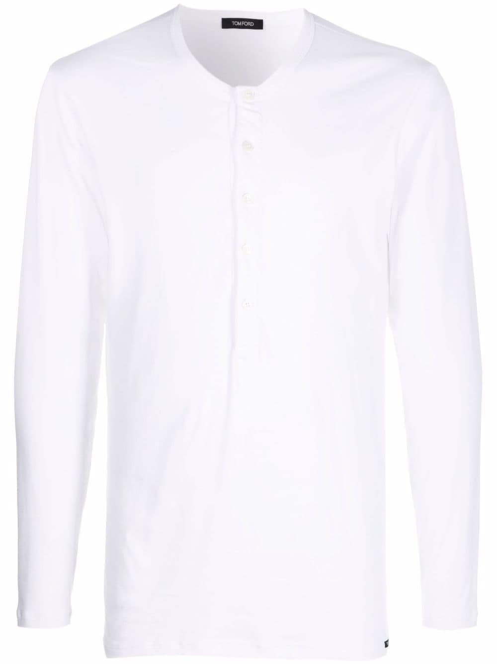 HENLEY-NECK LONG-SLEEVED JERSEY T-SHIRT