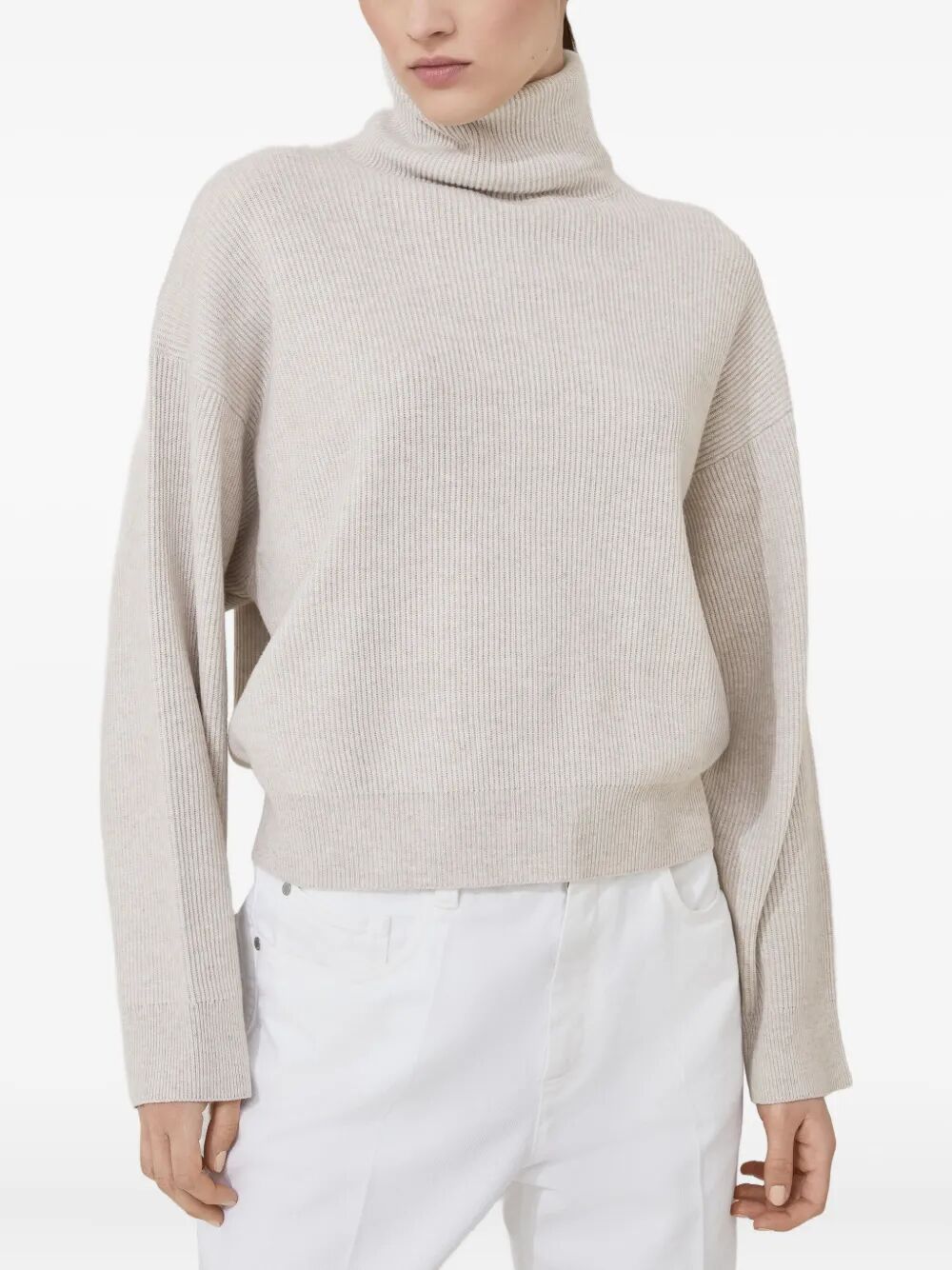 CASHMERE RIBBED LS TURTLENECK