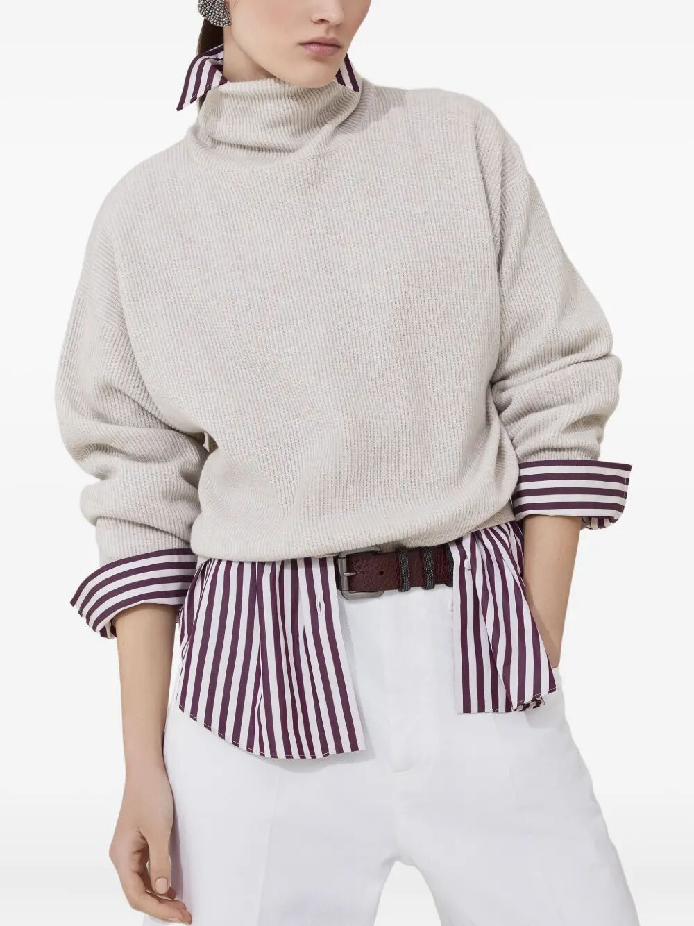 CASHMERE RIBBED LS TURTLENECK