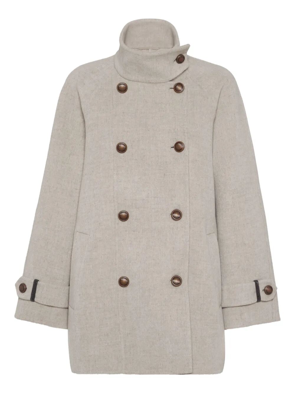 CABAN LAVORAZIONE DOUBLE IN PANNO DI LANA VERGINE E CASHMERE CON SHINY CUFF DETAILS