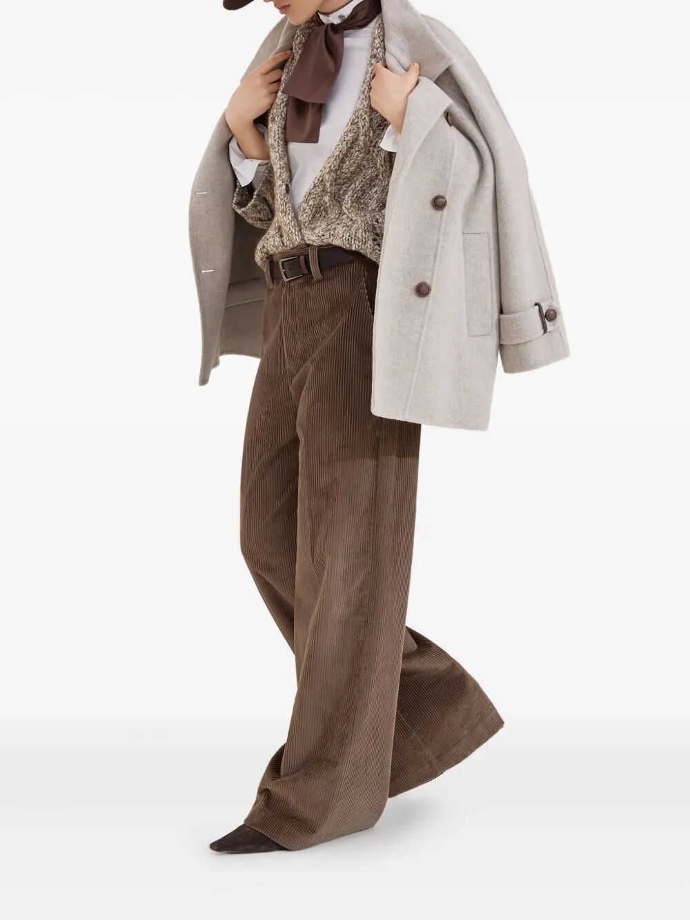 CABAN LAVORAZIONE DOUBLE IN PANNO DI LANA VERGINE E CASHMERE CON SHINY CUFF DETAILS