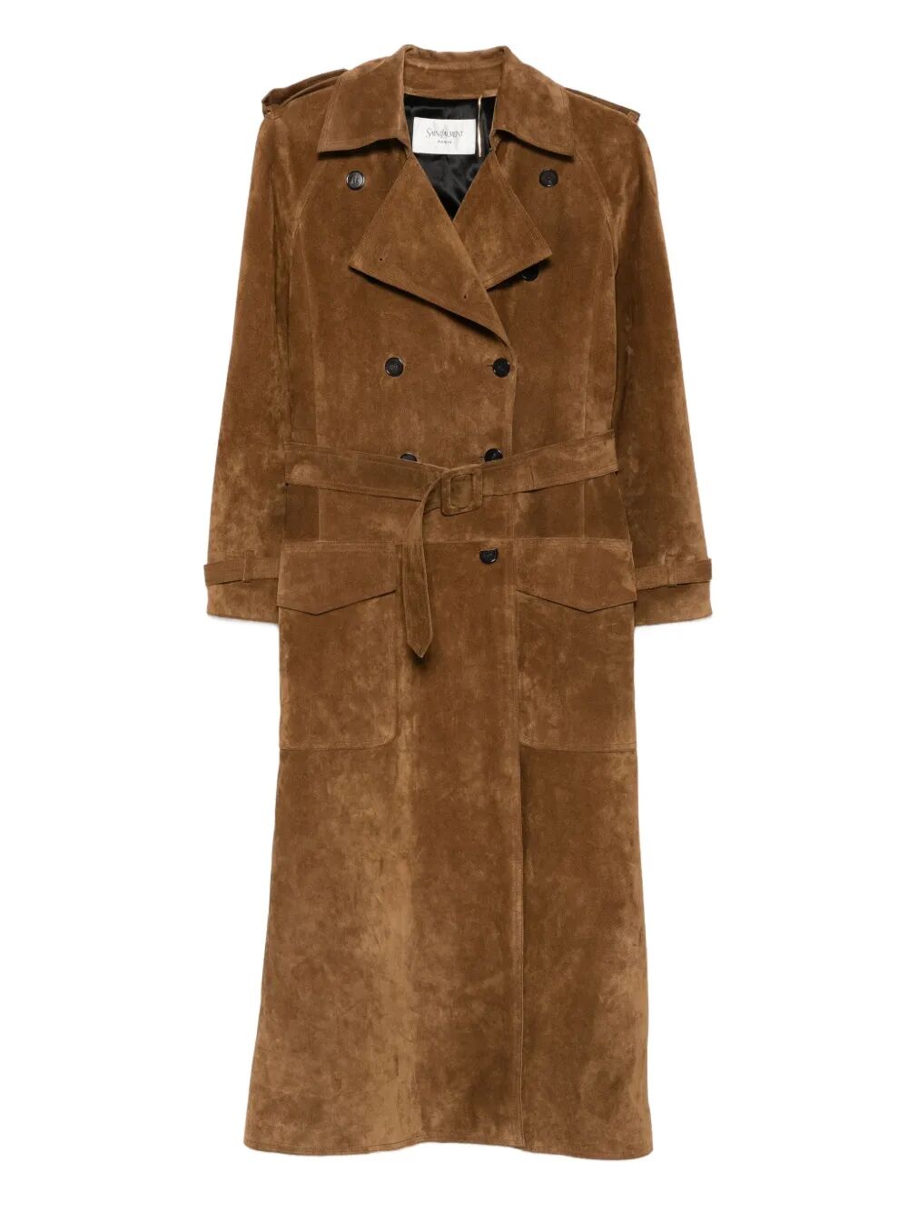 LONG DOUBLE-BREASTED SUEDE TRENCH COAT
