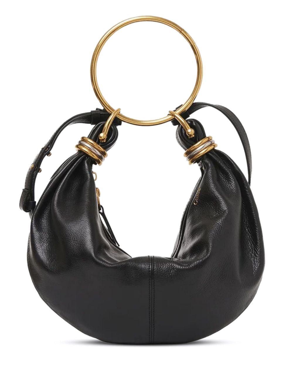 SMALL BRACELET HOBO BAG IN GRAINED LEATHER