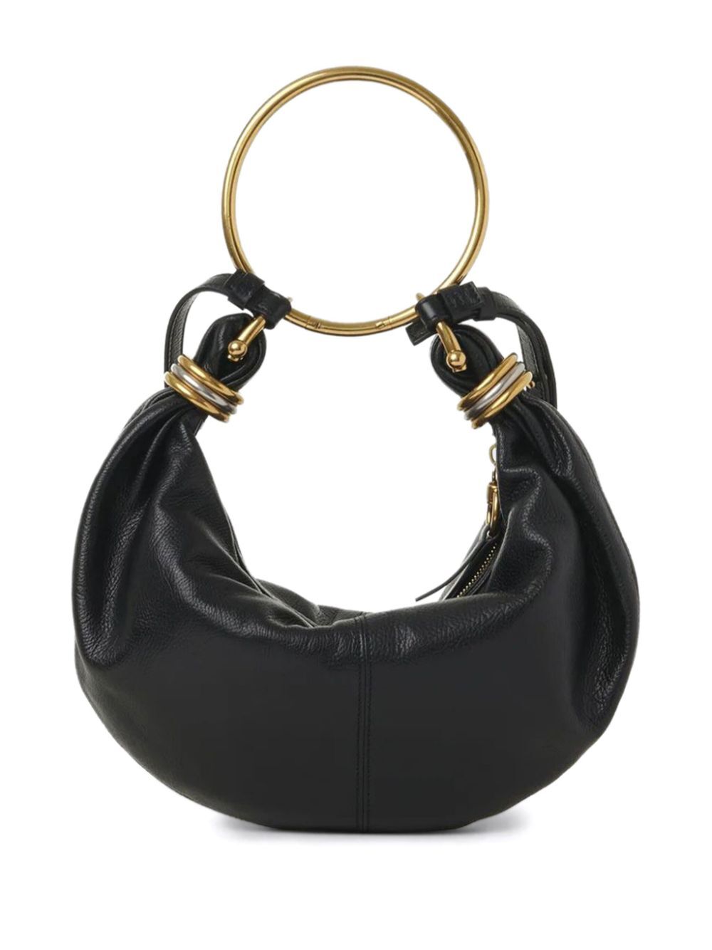 SMALL BRACELET HOBO BAG IN GRAINED LEATHER