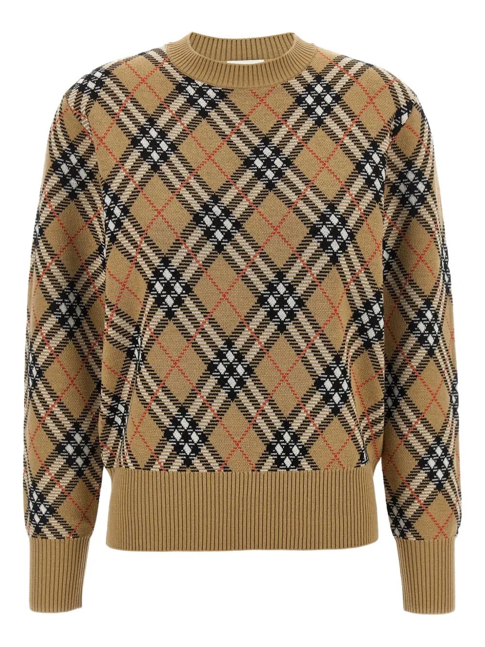 CHECK-PATTERN WOOL SWEATER
