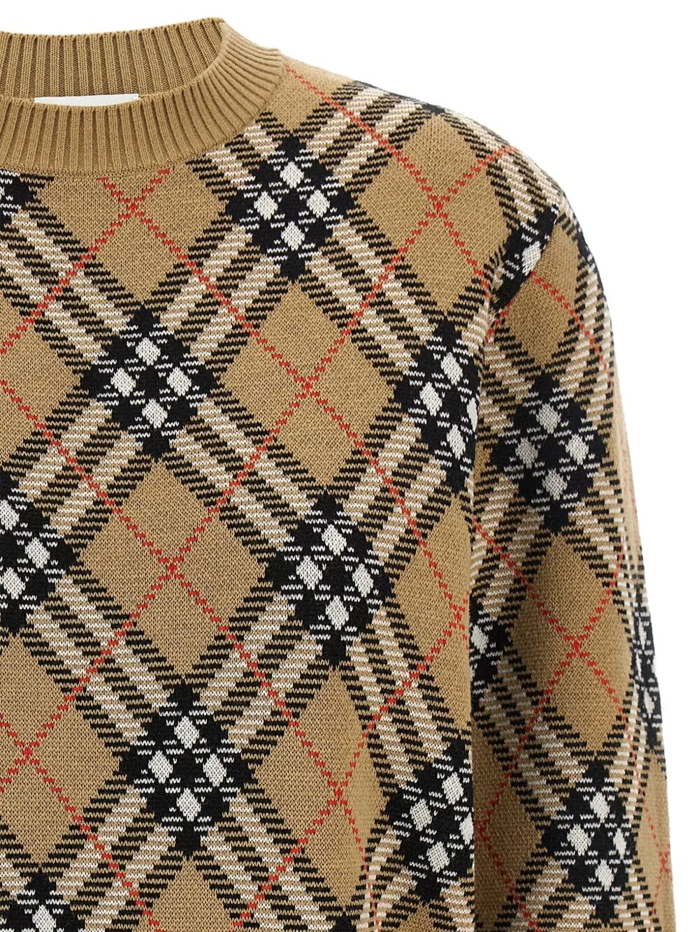 CHECK-PATTERN WOOL SWEATER