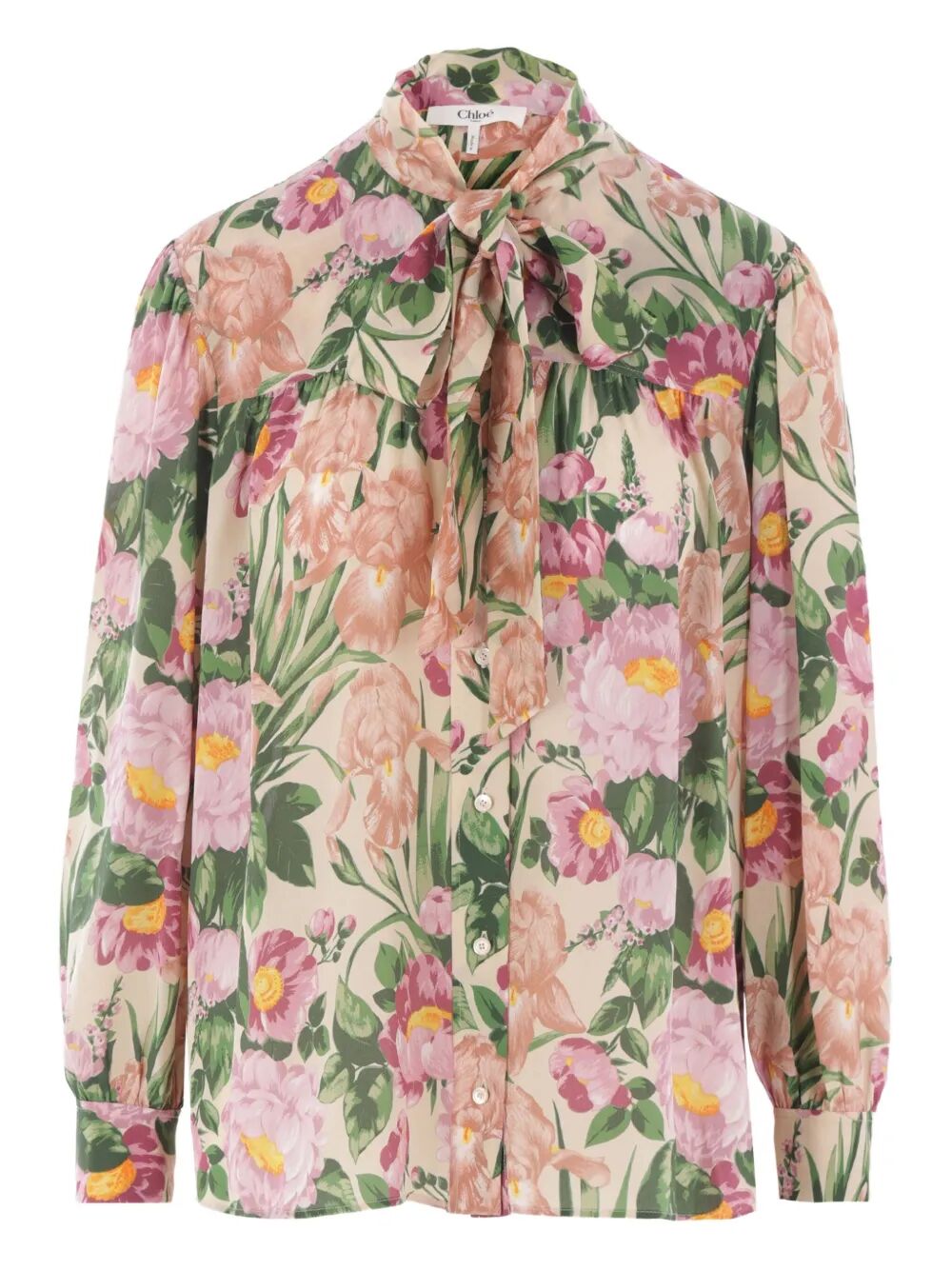 MAXI GATHERED LAVALLIÈRE BLOUSE IN CRÊPE DE CHINE