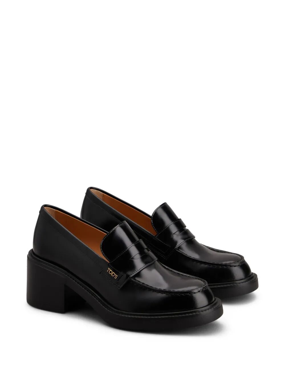 LEATHER HEELED PENNY LOAFERS