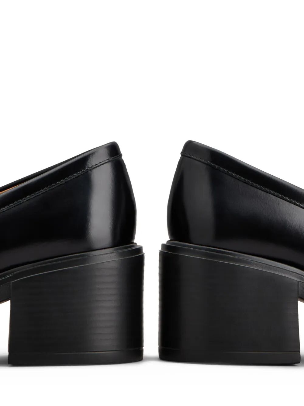 LEATHER HEELED PENNY LOAFERS