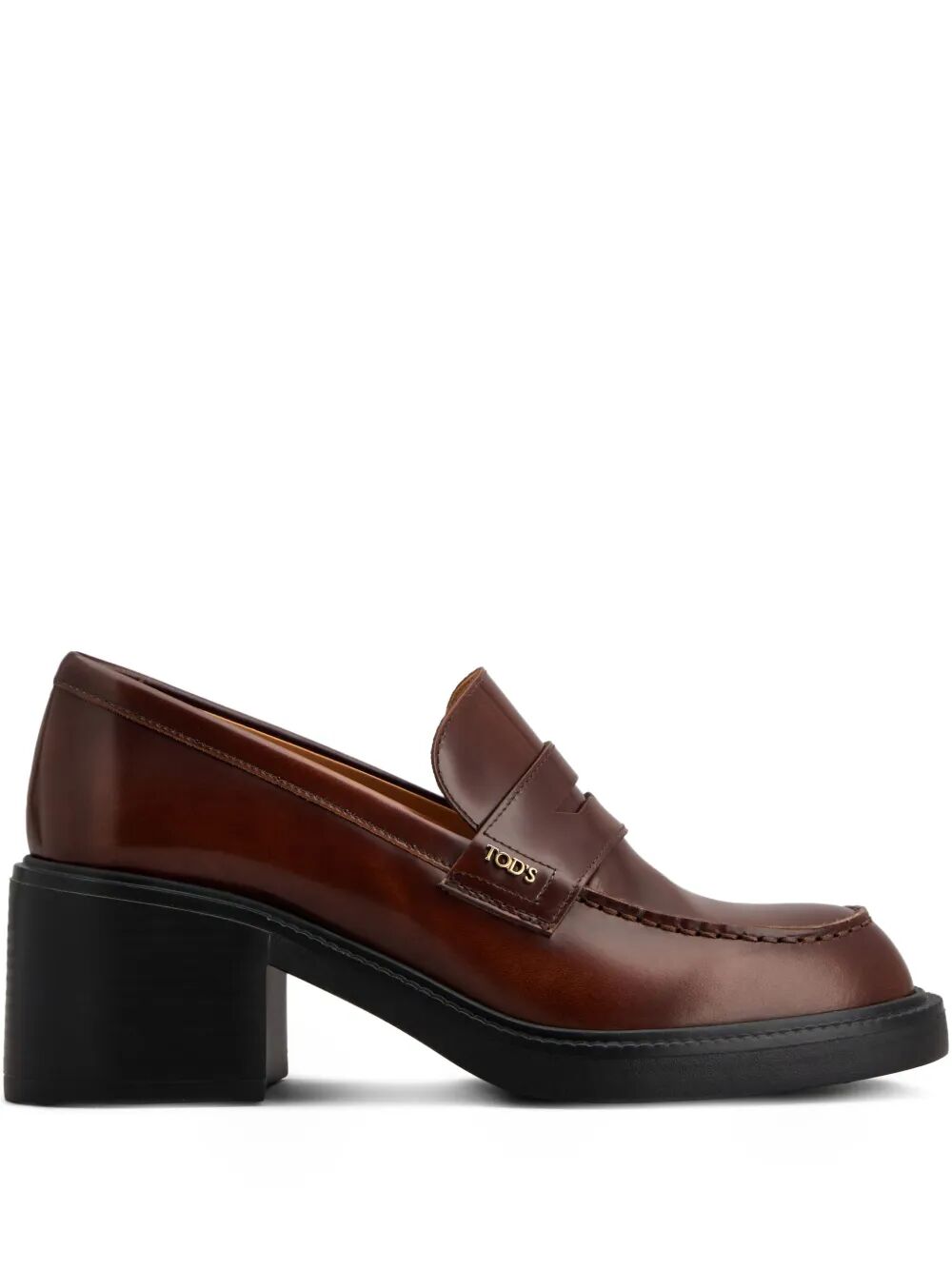 LEATHER HEELED PENNY LOAFERS