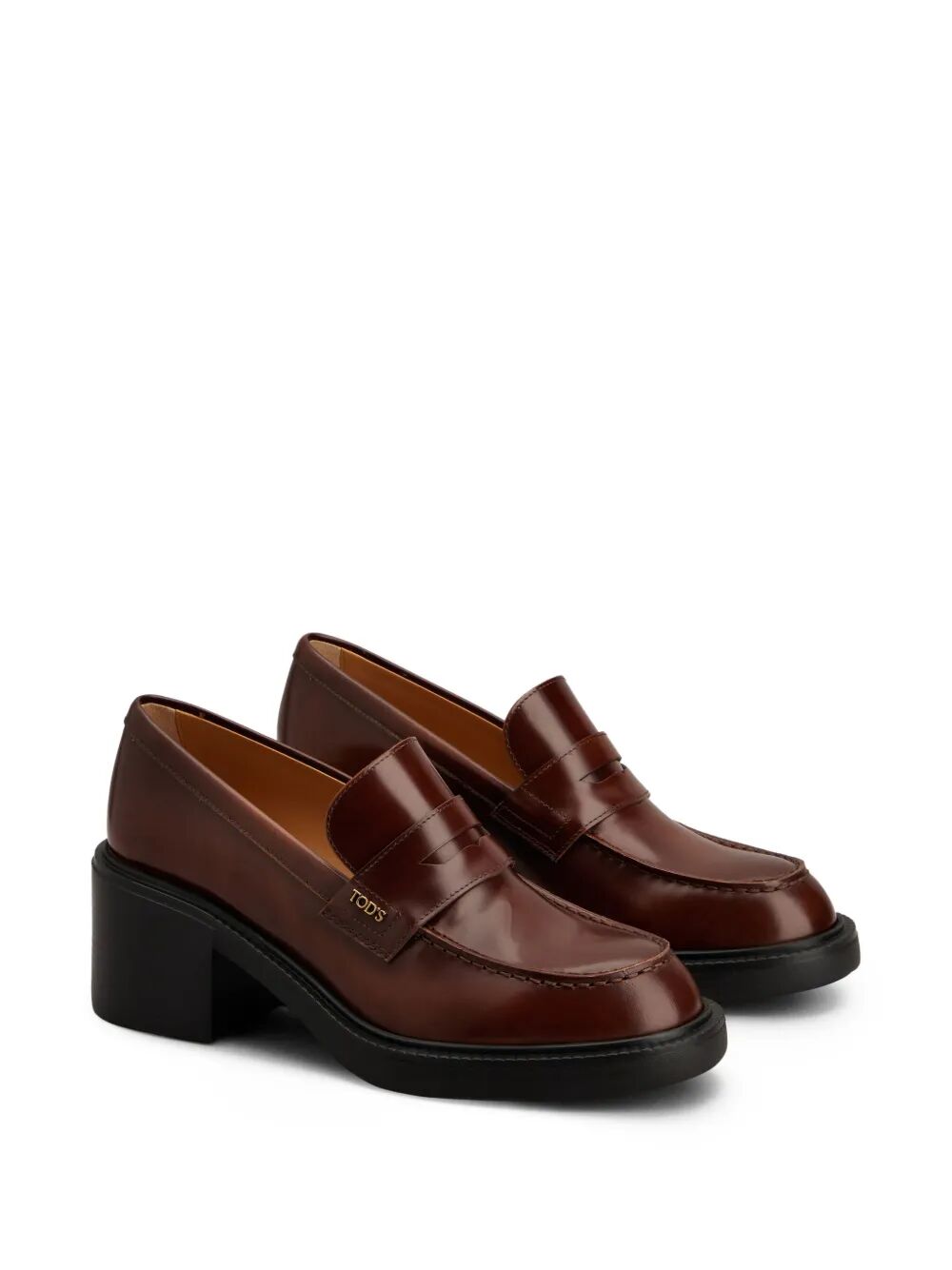 LEATHER HEELED PENNY LOAFERS
