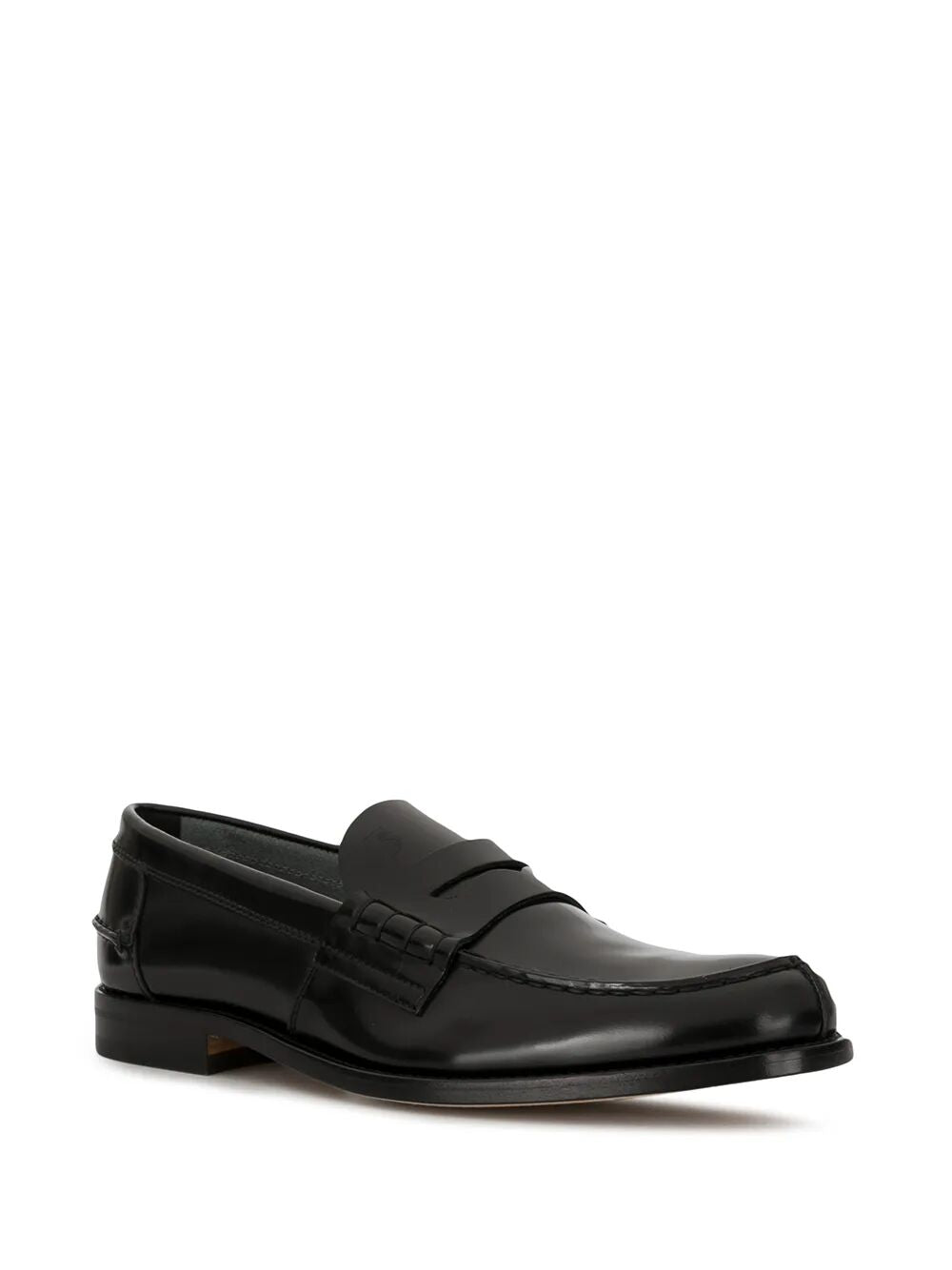 SEMI-SHINY LEATHER PENNY LOAFERS