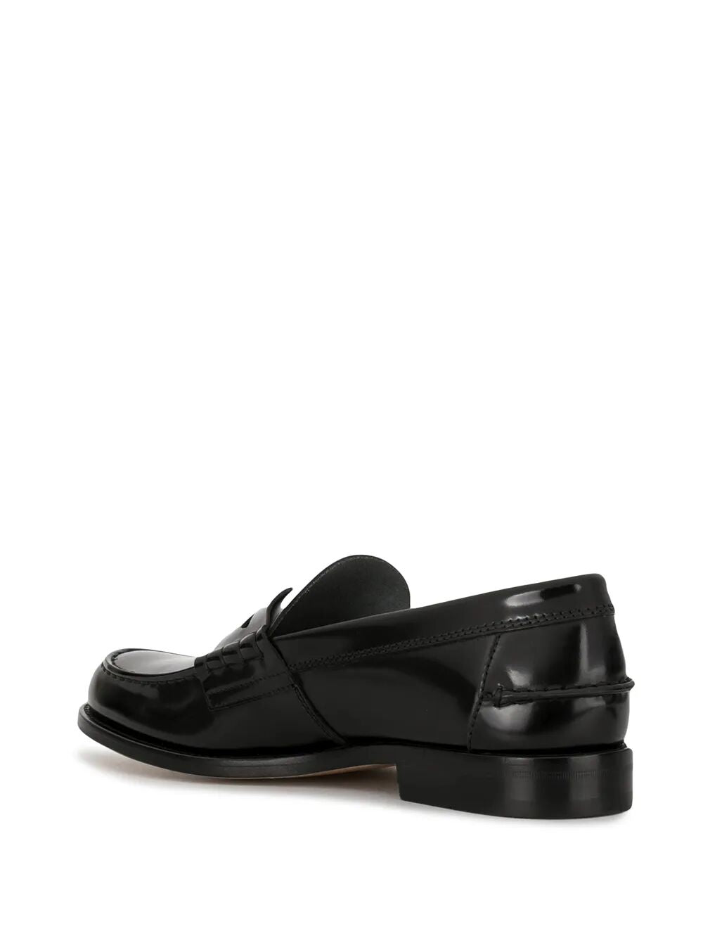 SEMI-SHINY LEATHER PENNY LOAFERS