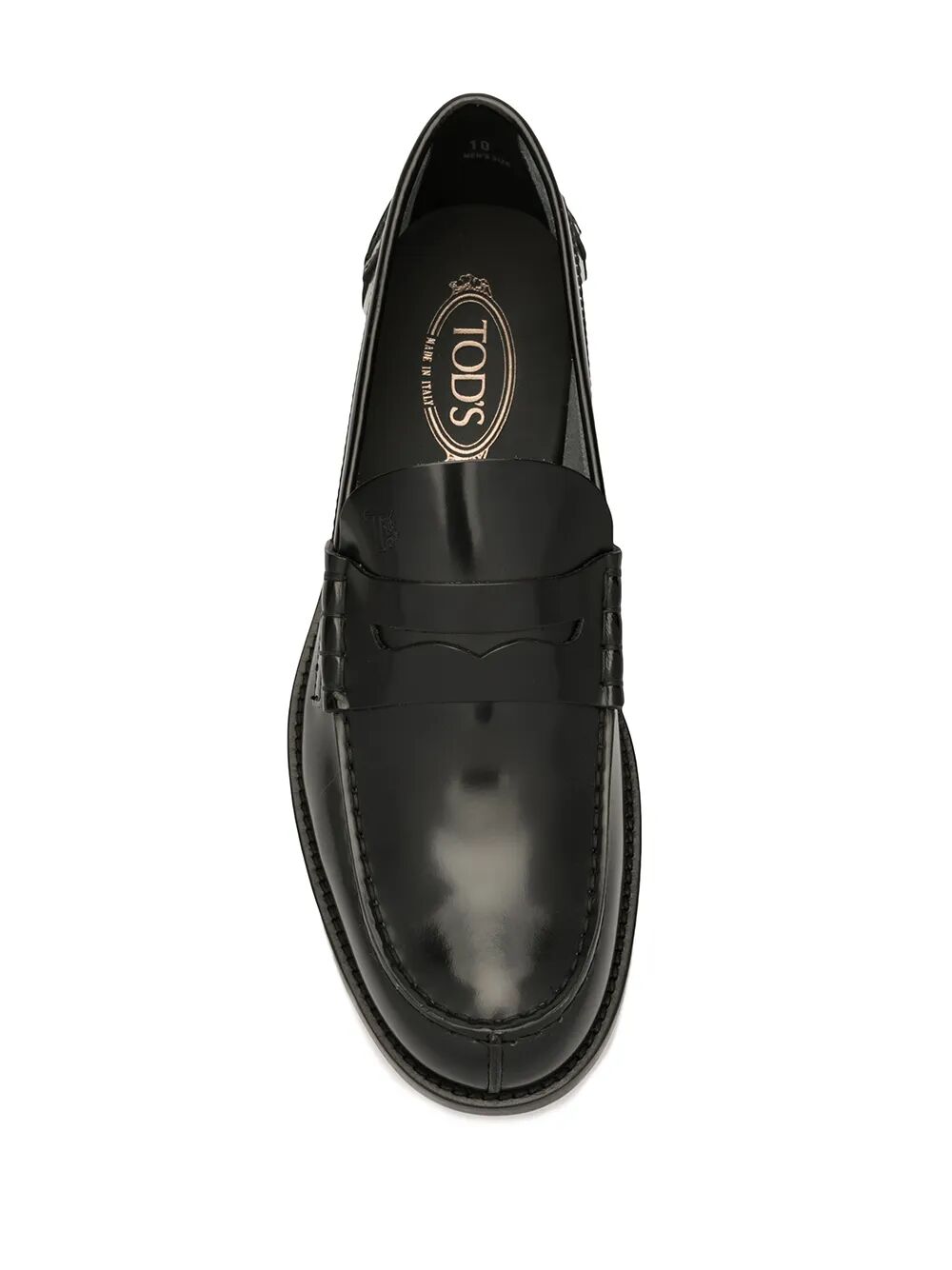 SEMI-SHINY LEATHER PENNY LOAFERS