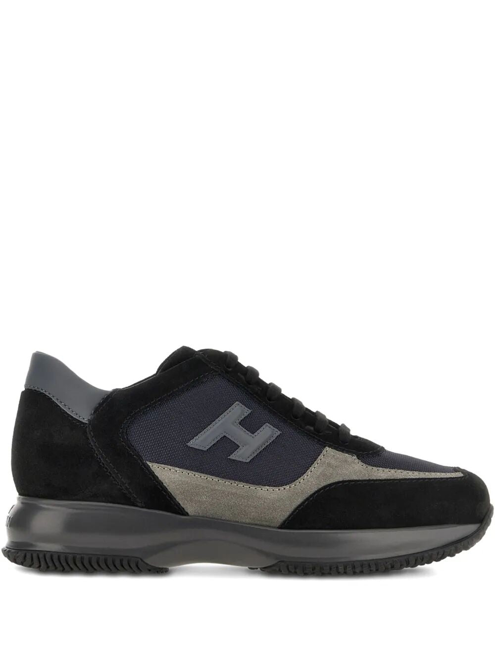SUEDE AND SMOOTH LEATHER INTERACTIVE SNEAKERS WITH TECHNICAL FABRIC INSERTS