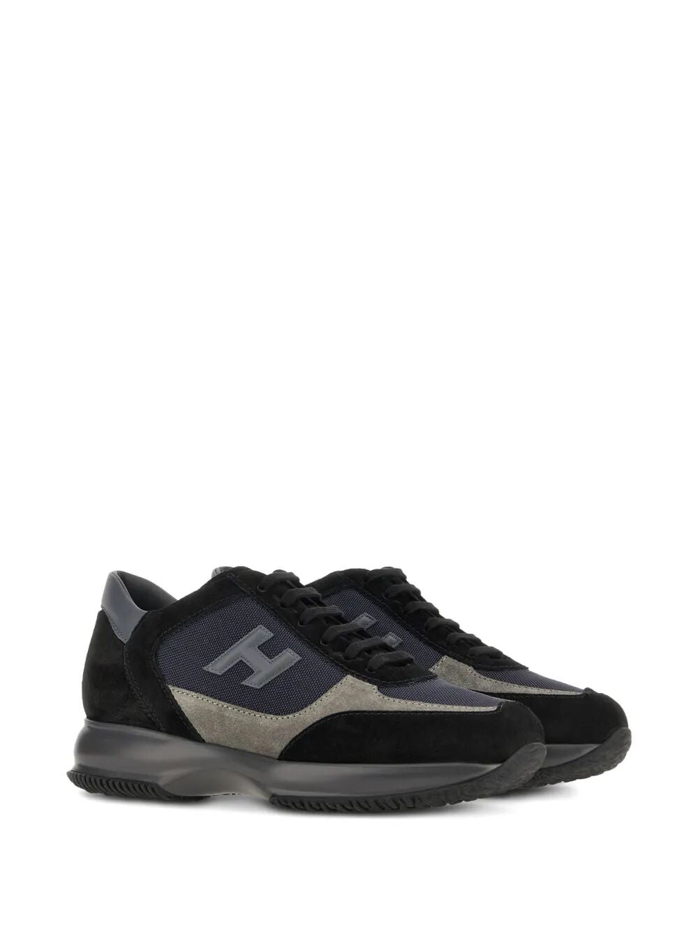 SUEDE AND SMOOTH LEATHER INTERACTIVE SNEAKERS WITH TECHNICAL FABRIC INSERTS