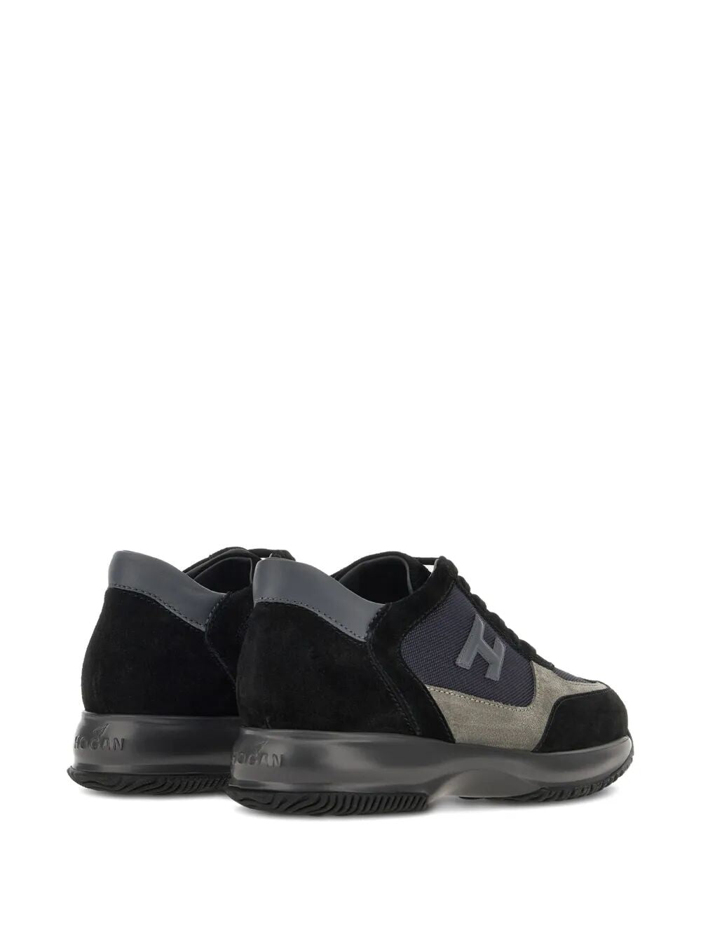 SUEDE AND SMOOTH LEATHER INTERACTIVE SNEAKERS WITH TECHNICAL FABRIC INSERTS