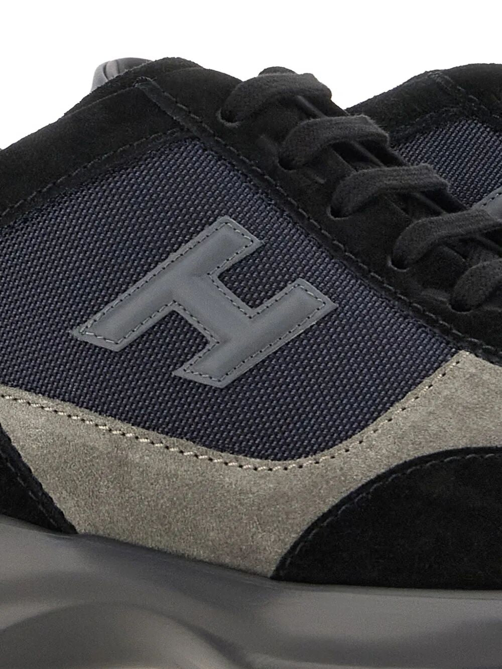 SUEDE AND SMOOTH LEATHER INTERACTIVE SNEAKERS WITH TECHNICAL FABRIC INSERTS