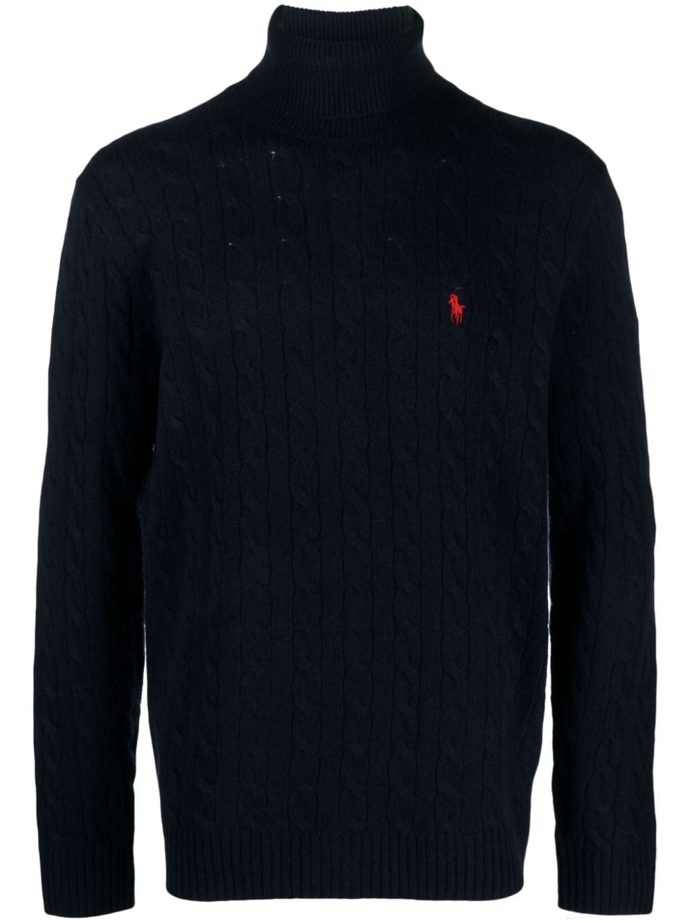 CABLE WOOL-CASHMERE ROLL NECK JUMPER