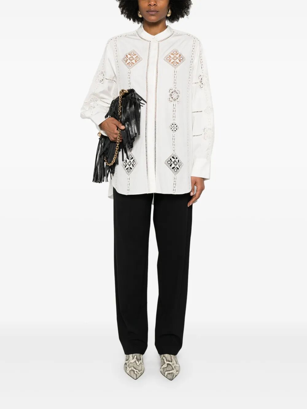 SOELINE OPENWORK POPLIN SHIRT