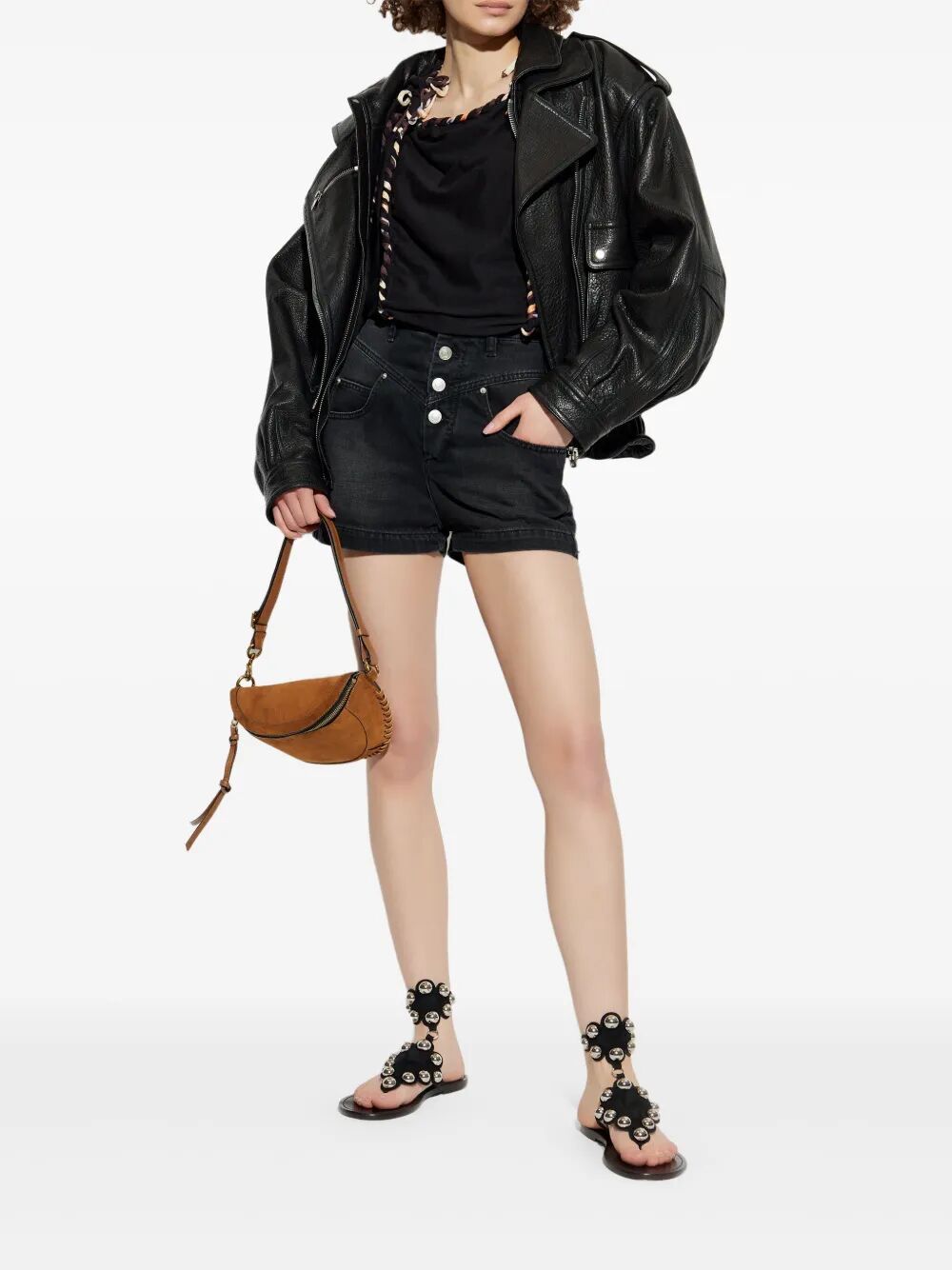 JOVANY HIGH-RISE DENIM SHORTS