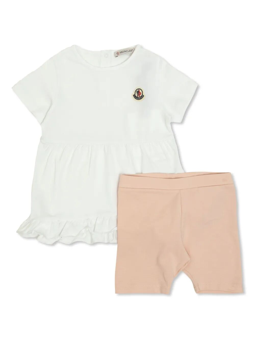 RUFFLE-TRIMMED T-SHIRT AND SHORTS COTTON SET
