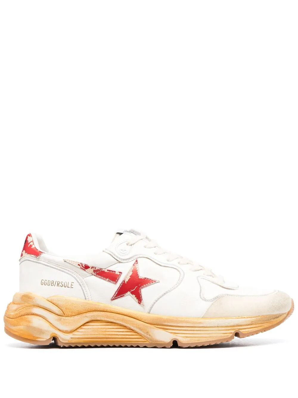 RUNNING SOLE SNEAKERS WITH RED LEATHER STAR AND HEEL TAB