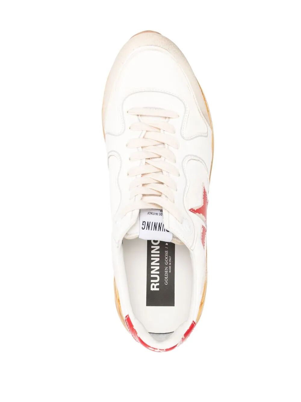 RUNNING SOLE SNEAKERS WITH RED LEATHER STAR AND HEEL TAB