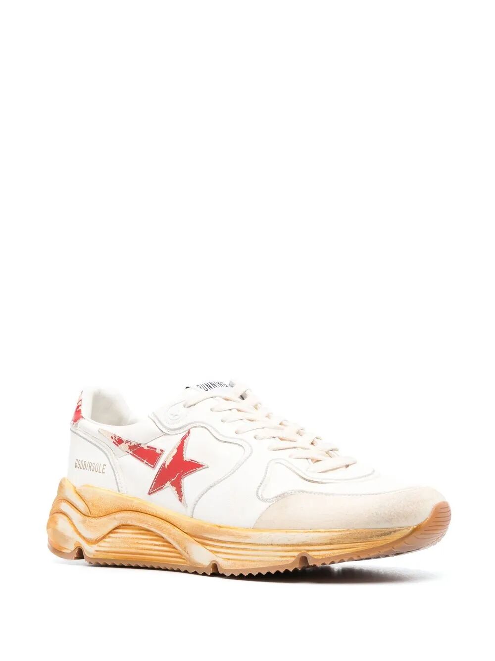 RUNNING SOLE SNEAKERS WITH RED LEATHER STAR AND HEEL TAB