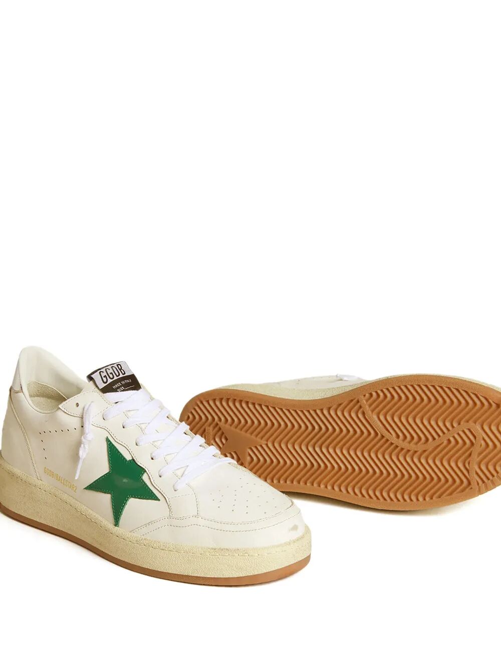 BALL STAR 2 SNEAKERS WITH GREEN LEATHER STAR AND METALLIC LEATHER HEEL TAB