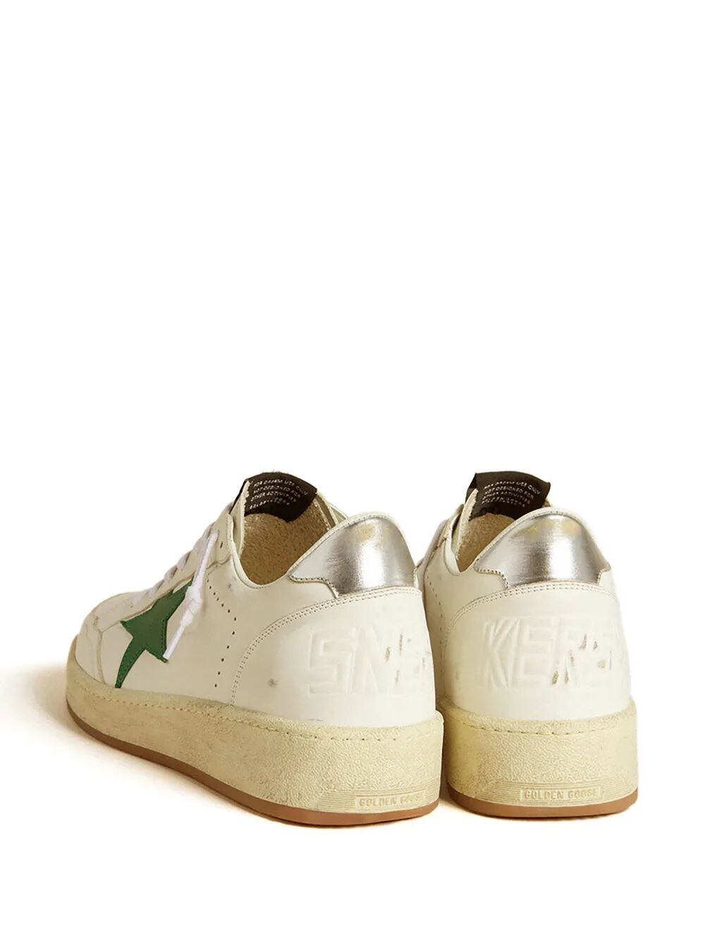 BALL STAR 2 SNEAKERS WITH GREEN LEATHER STAR AND METALLIC LEATHER HEEL TAB