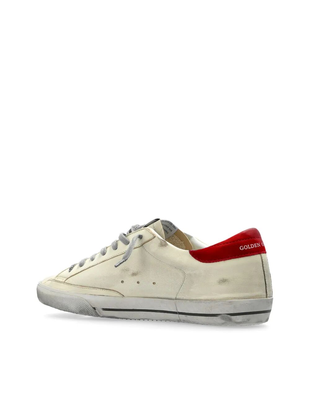SUPER-STAR SNEAKERS WITH DISTRESSED FINISH, RED LEATHER STAR AND BLUE LEATHER HEEL TAB