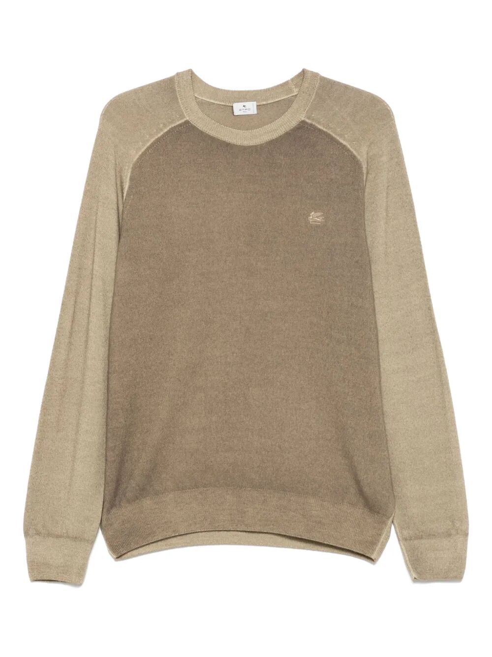 TWO-TONE MIDWEIGHT KNIT WOOL PULLOVER