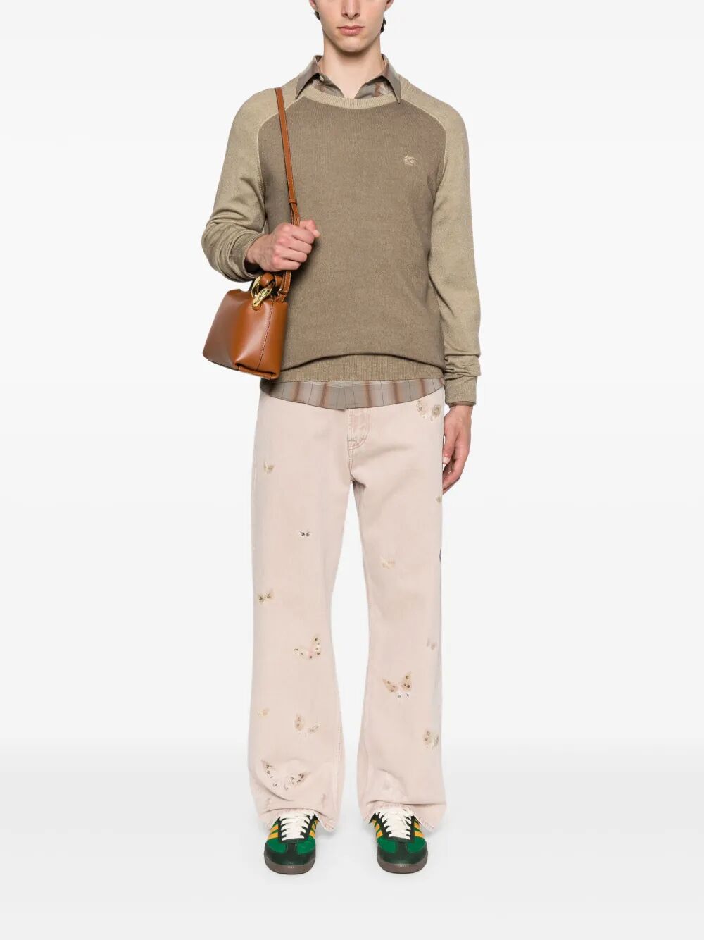 TWO-TONE MIDWEIGHT KNIT WOOL PULLOVER