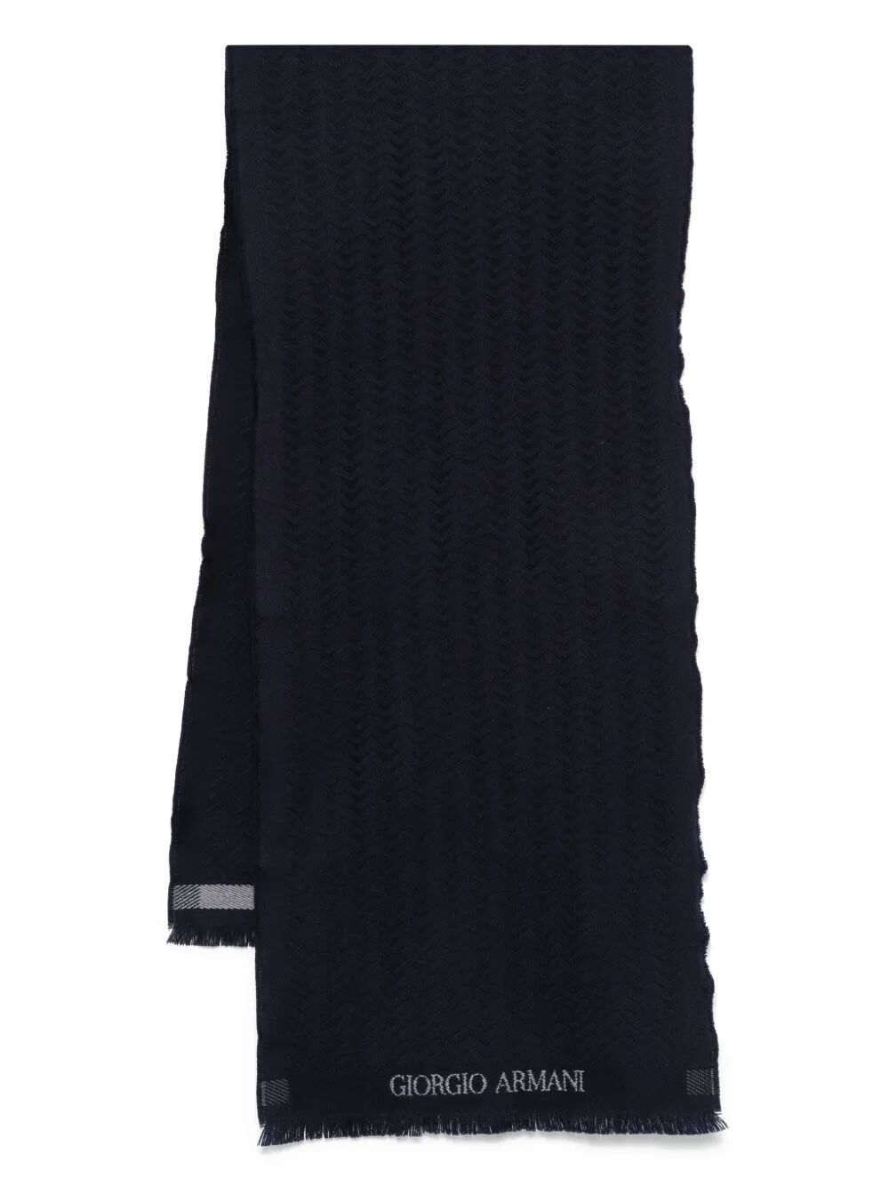 HERRINGBONE PATTERN WOOL FRINGED SCARF
