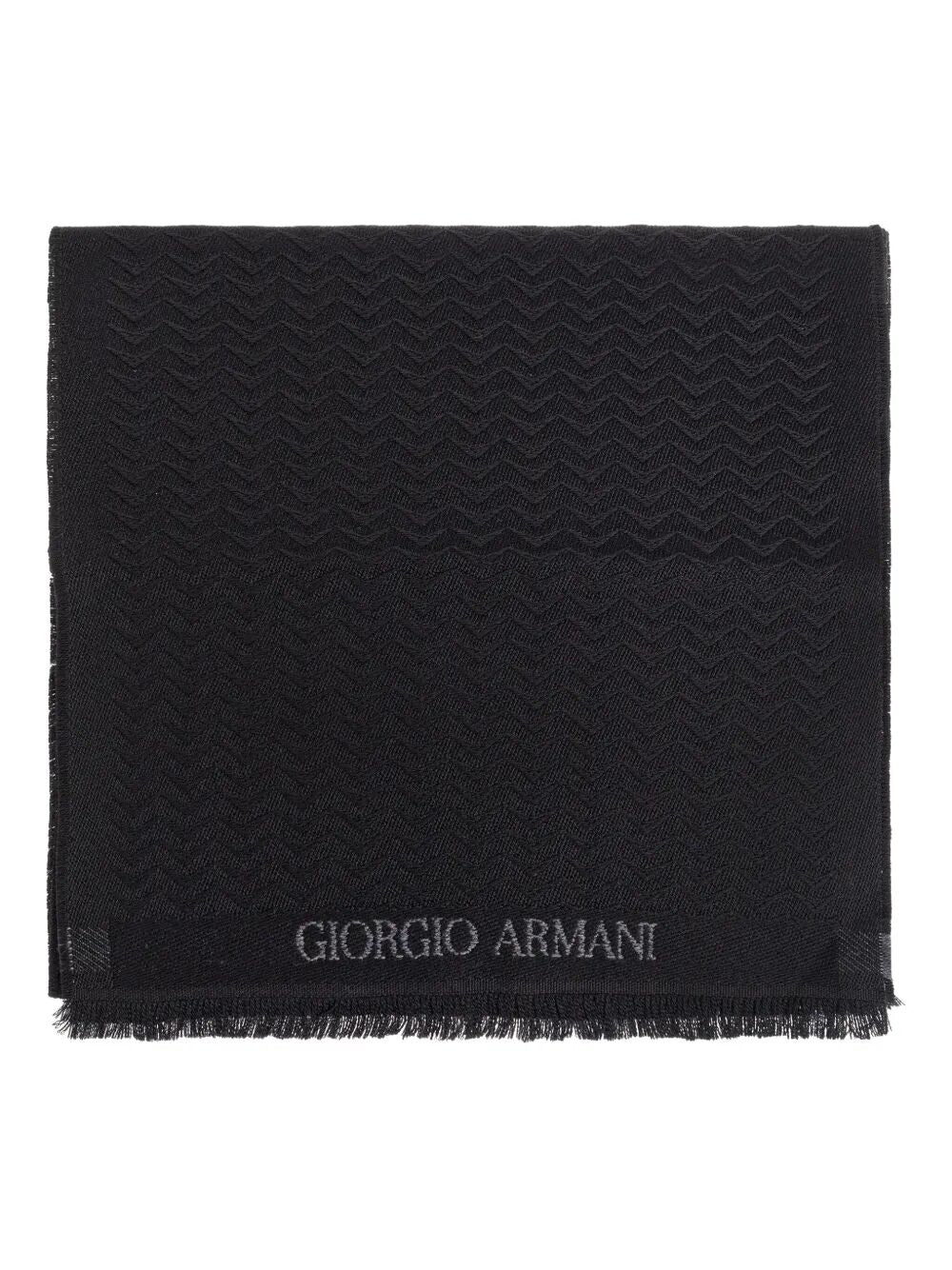 HERRINGBONE PATTERN WOOL FRINGED SCARF