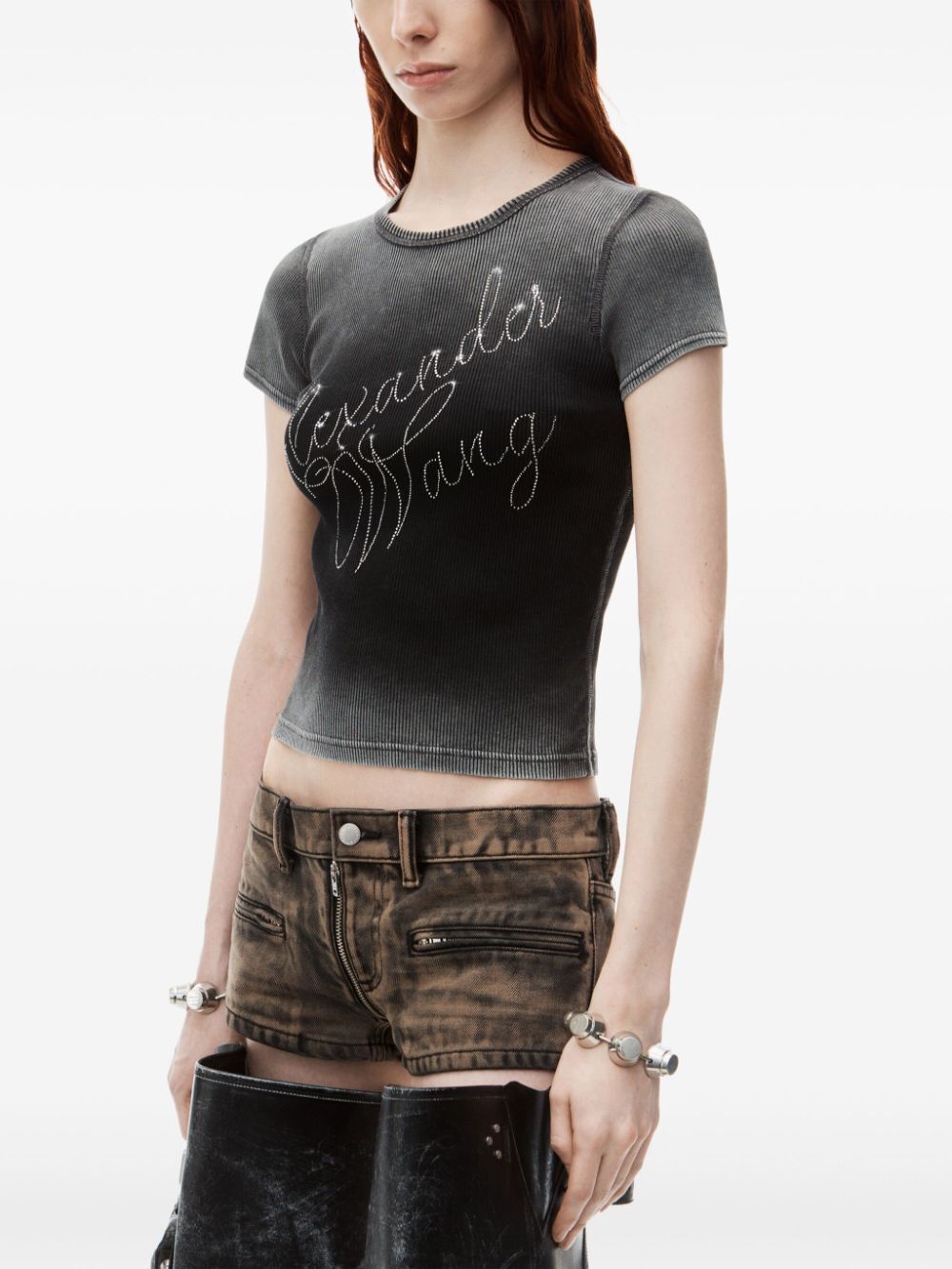 CRYSTAL HOTFIX TEE IN RIBBED JERSEY